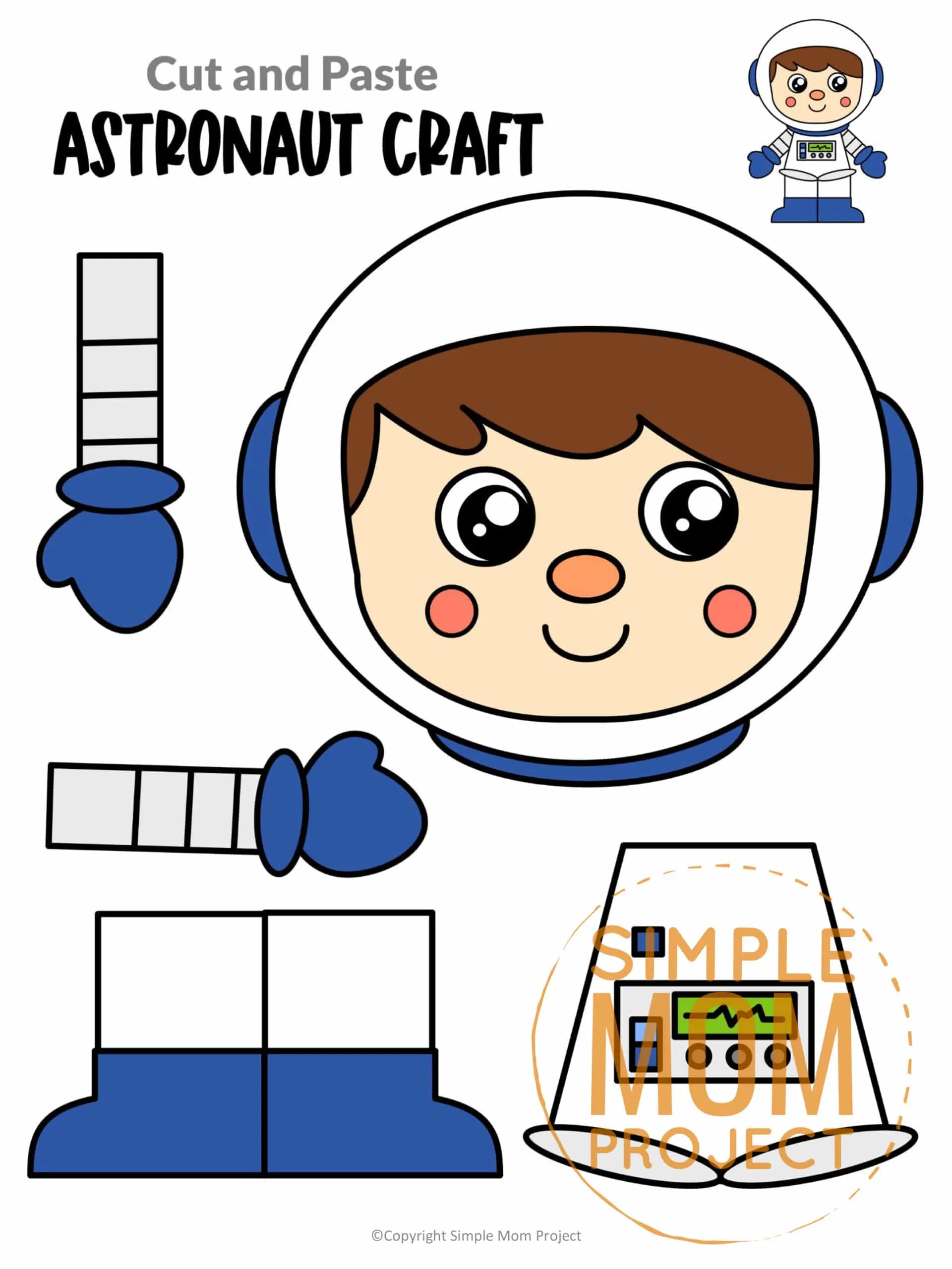 astronaut craft with printable template – simple mom project
