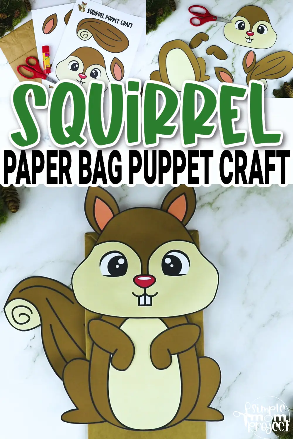 Are you looking for simple printable squirrel paper bag puppet templates for your kids? This printable squirrel hand puppet is so easy to assemble and kids will love using it for a woodland animal puppet show. Click to purchase your own squirrel template and see how this squirrel eats their favorite acorn!