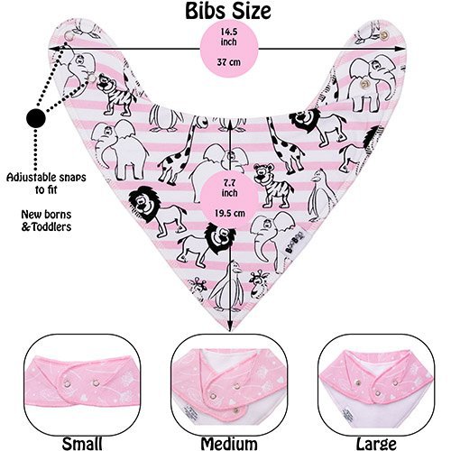 For the DIY mom w/ no time - Keep your baby girl dry from drool and clean from mess with these cute, 100% cotton bandanna bibs. Comes in 8 different adorable patterns! | No baby? These make an excellent baby shower gift!