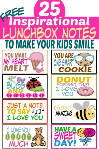 FREE Printable Lunchbox notes for kids with cute sayings and clever quotes