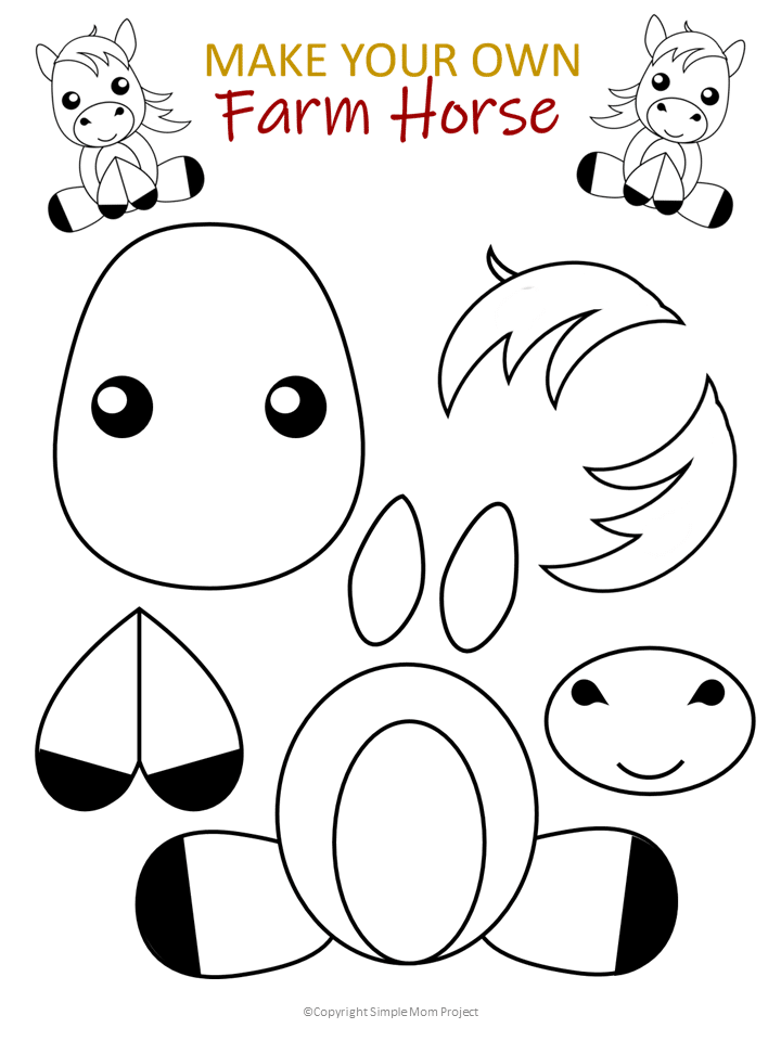 Easy Printable Cut Out Horse Craft For Kids Simple Mom Project