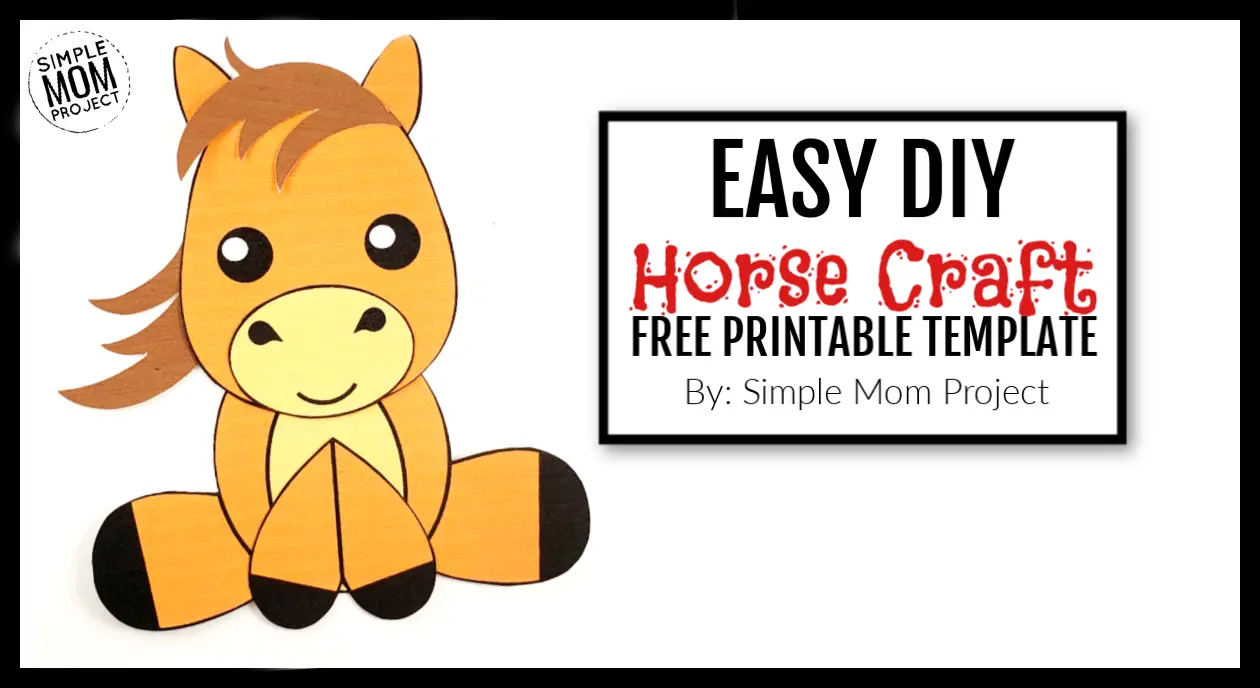 Looking for an easy horse craft in your next farm theme? Click now to make this cute DiY horse art project. With the FREE printable template, any toddler, preschooler and kid can do it! Choose to color your horse craft or make it. Choice is yours! #farmcrafts #farmtheme #horsecrafts
