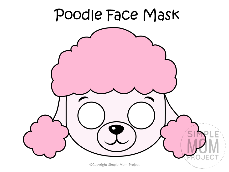 Free Printable Poodle Dog Face Mask Colored