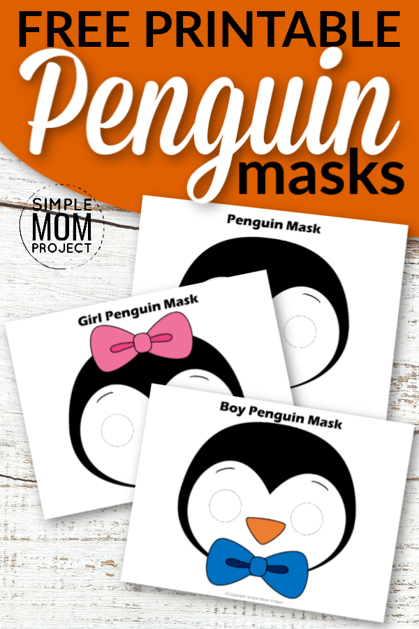 Put those paper plates away! You don't need them for this fun penguin craft. Cutout our free printable penguin mask templates to masquerade around the house with your preschool kids or turn any of these cute penguin masks into a coloring she activity with your toddlers! #penguin #penguincrafts #penguinmasks #printablecrafts #simplemomproject