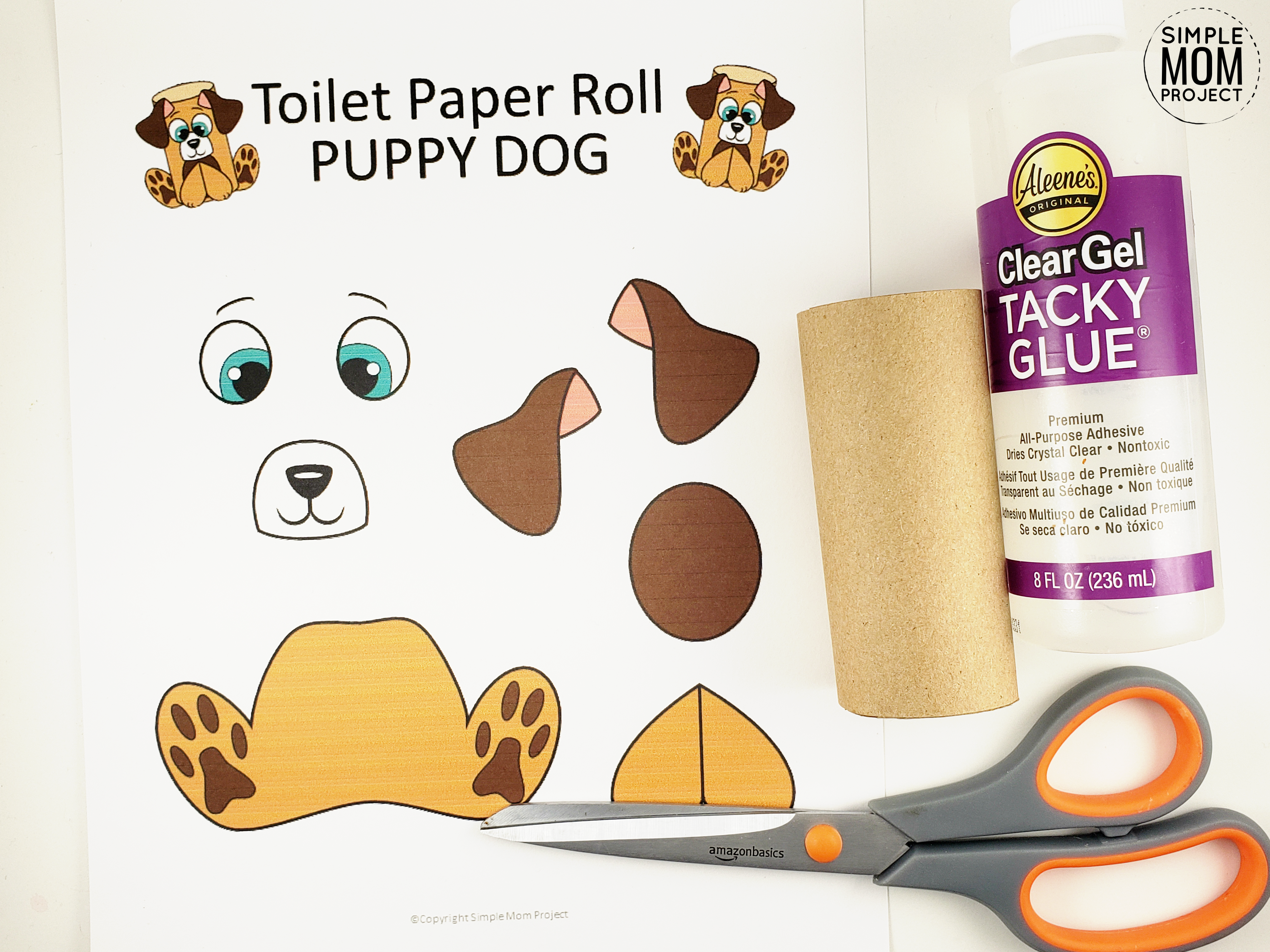 Toilet Paper Roll Dog Craft with Free Templates – Simple Mom Project