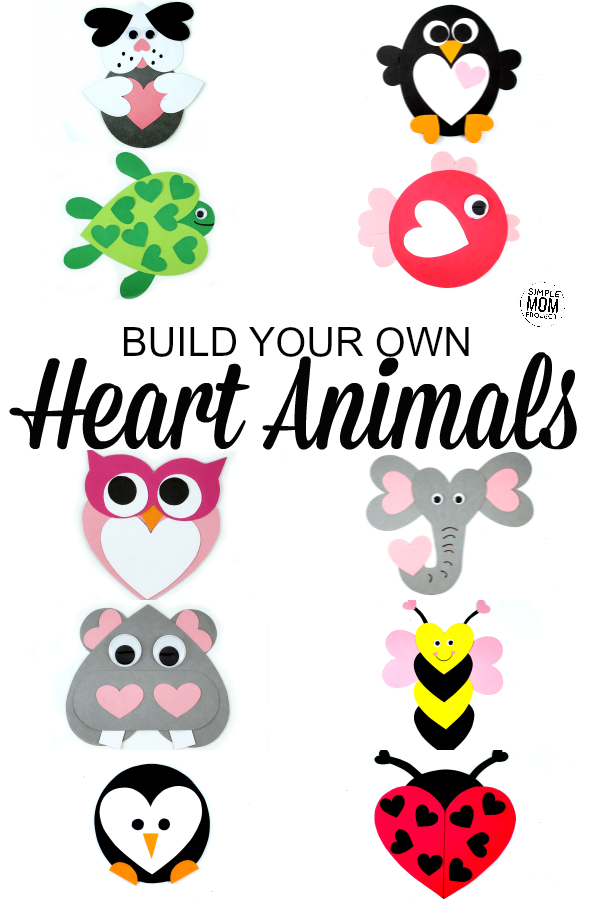 Download Printable Cut And Paste Heart Animal Craft Bundle