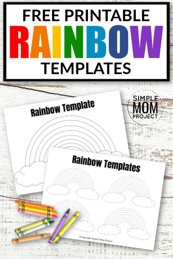 Free Printable Large and small Rainbow Template, Stencil and Cut outs coloring pages