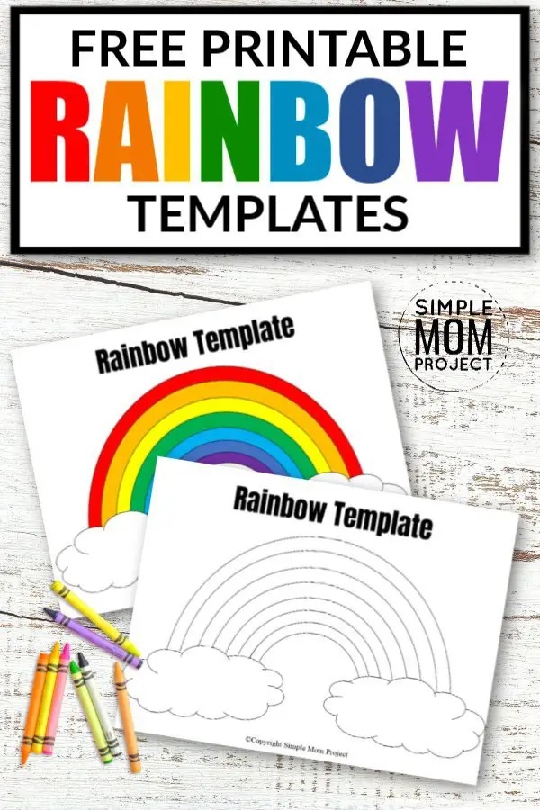 Click and print these FREE rainbow templates with various sizes from large to small; from blank to colored, these rainbow templates are perfect for kids of all ages. Use them as coloring pages, tea part invitations or fruit loop activities. #Rainbow #RainbowTemplates #RainbowCrafts
