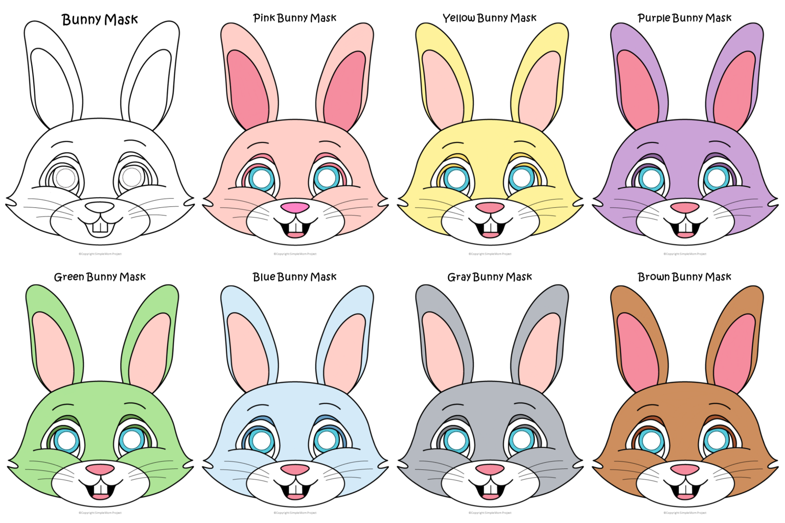 Printable Bunny Mask Templates For Kids Simple Mom Project