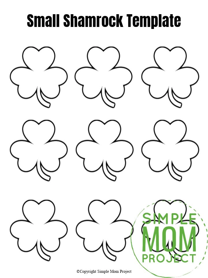 Free Printable Shamrock Templates in Small, Medium and Large Simple