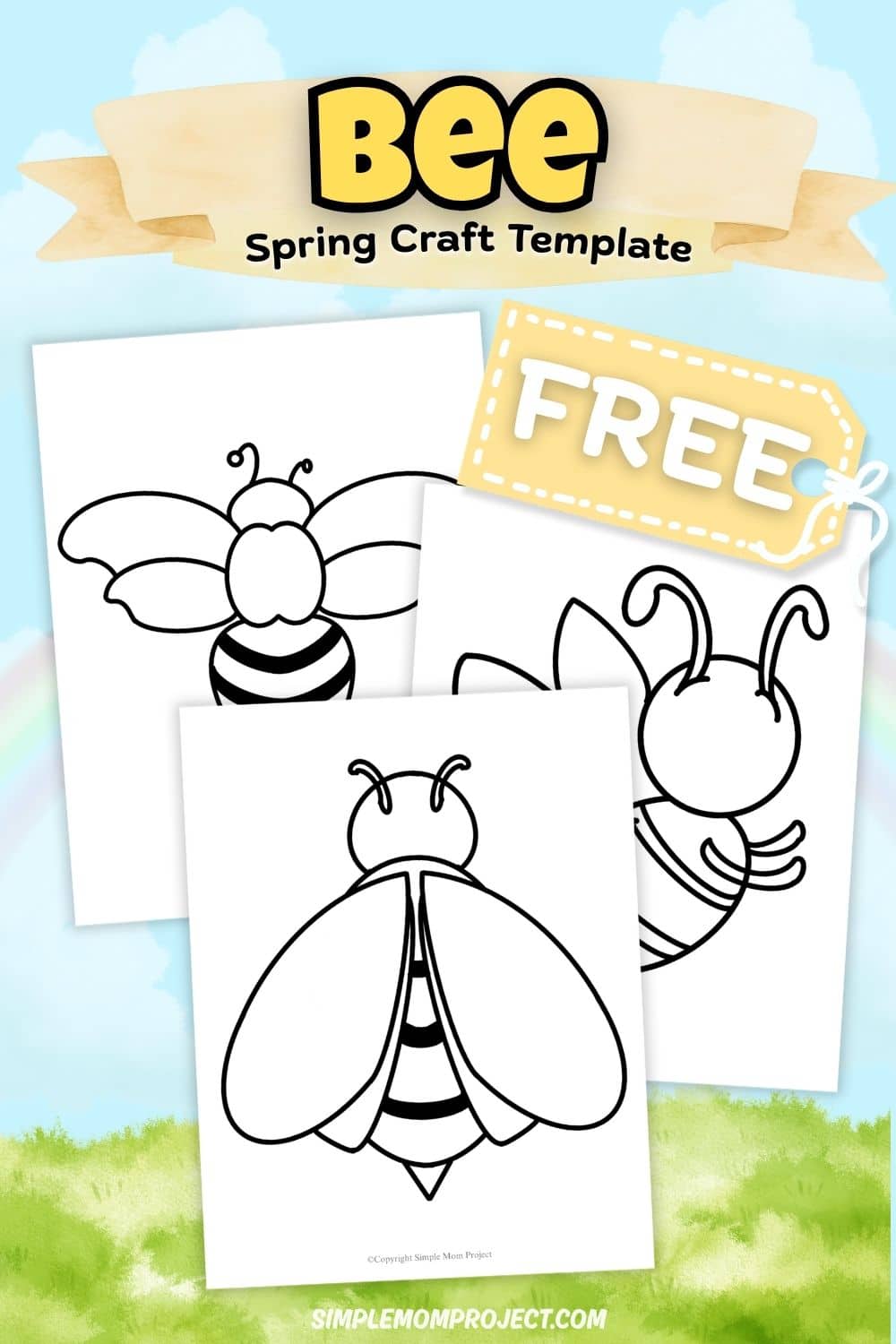 free printable bee templates for kids easy bug activity preschool