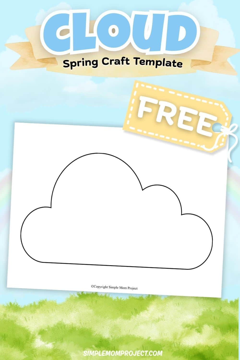 cloud template printable for preschool and kindergarten craft