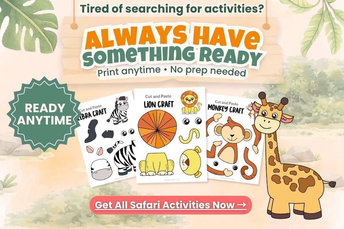 no prep giraffe craft activity for kids printable safari animal craft template instant download preschool kindergarten easy activity