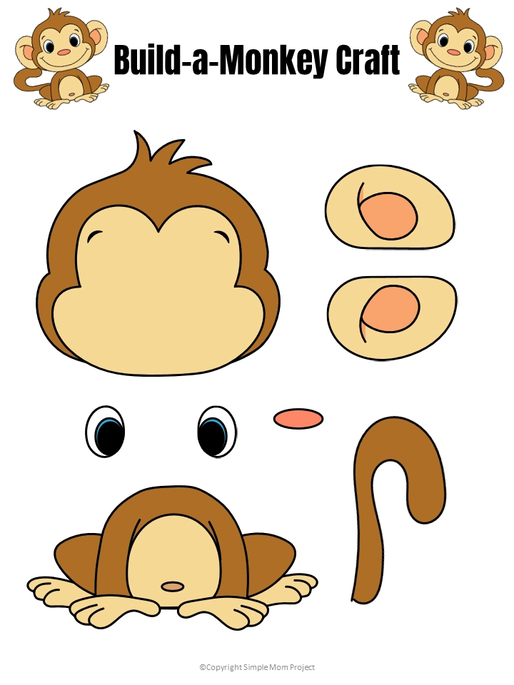 Easy Build a Monkey Craft For Kids With FREE Template Simple Mom Project