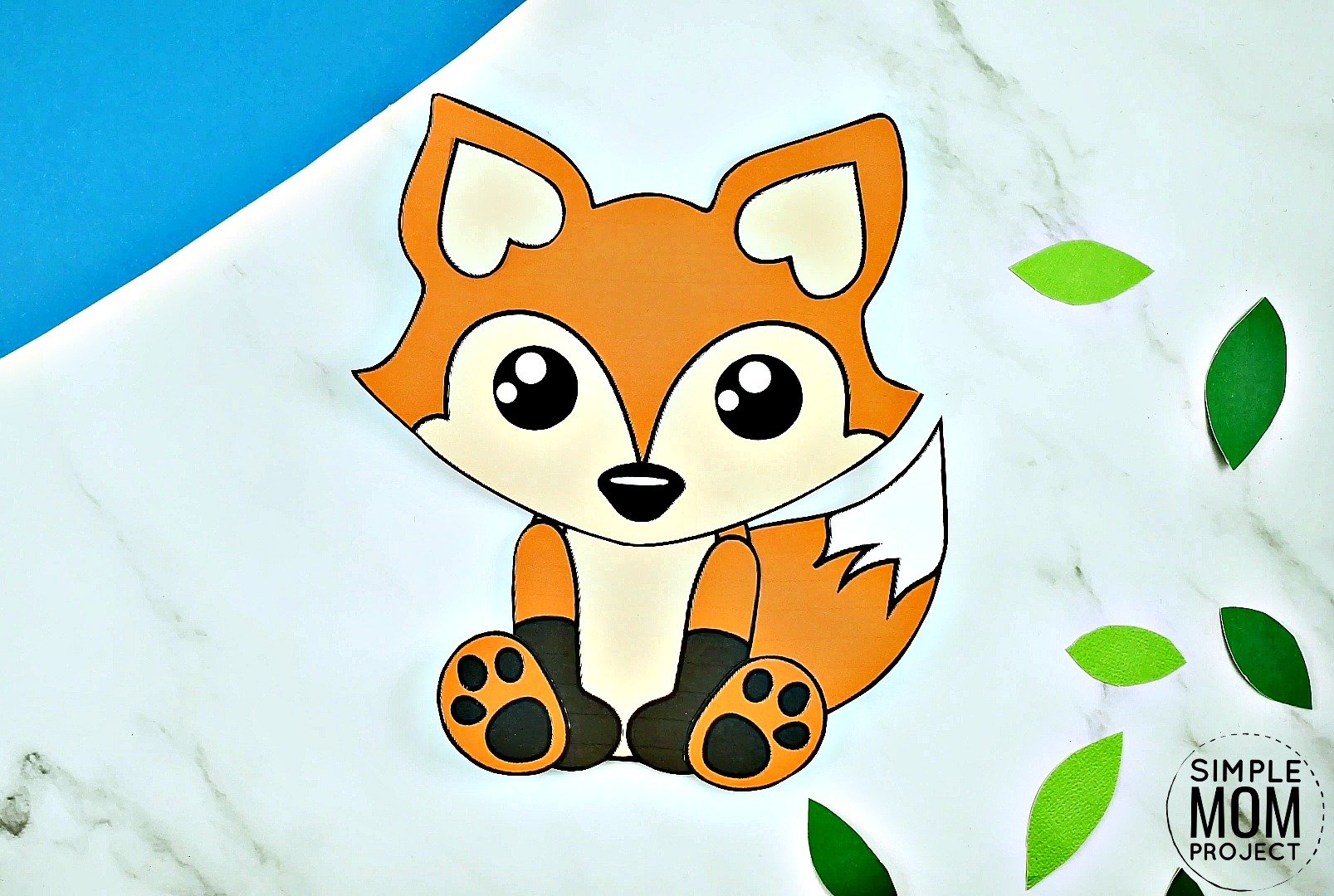 Free Printable Baby Fox Craft for kids, toddlers and preschoolers 1