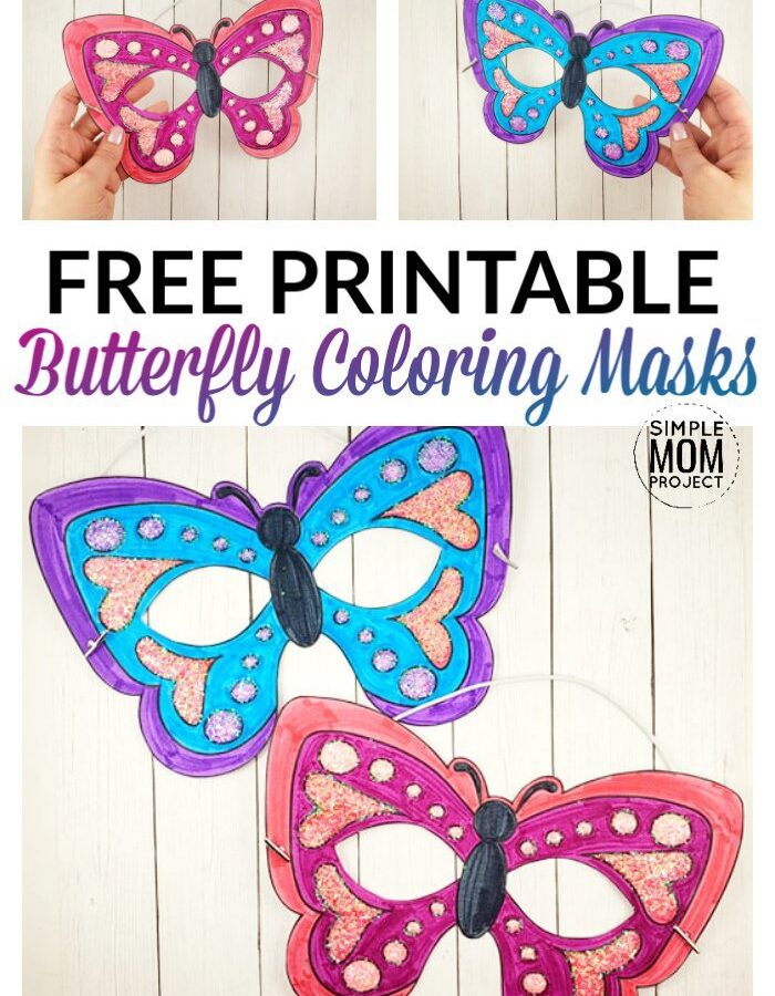 Click now to print this beautiful and FREE butterfly mask template! It's perfect for a fun masquerade party, quick and easy butterfly costume or a spring butterfly art project. Click and get yours now! #butterflymask #butterflymasktemplate #butterflytemplate #butterflycrafts