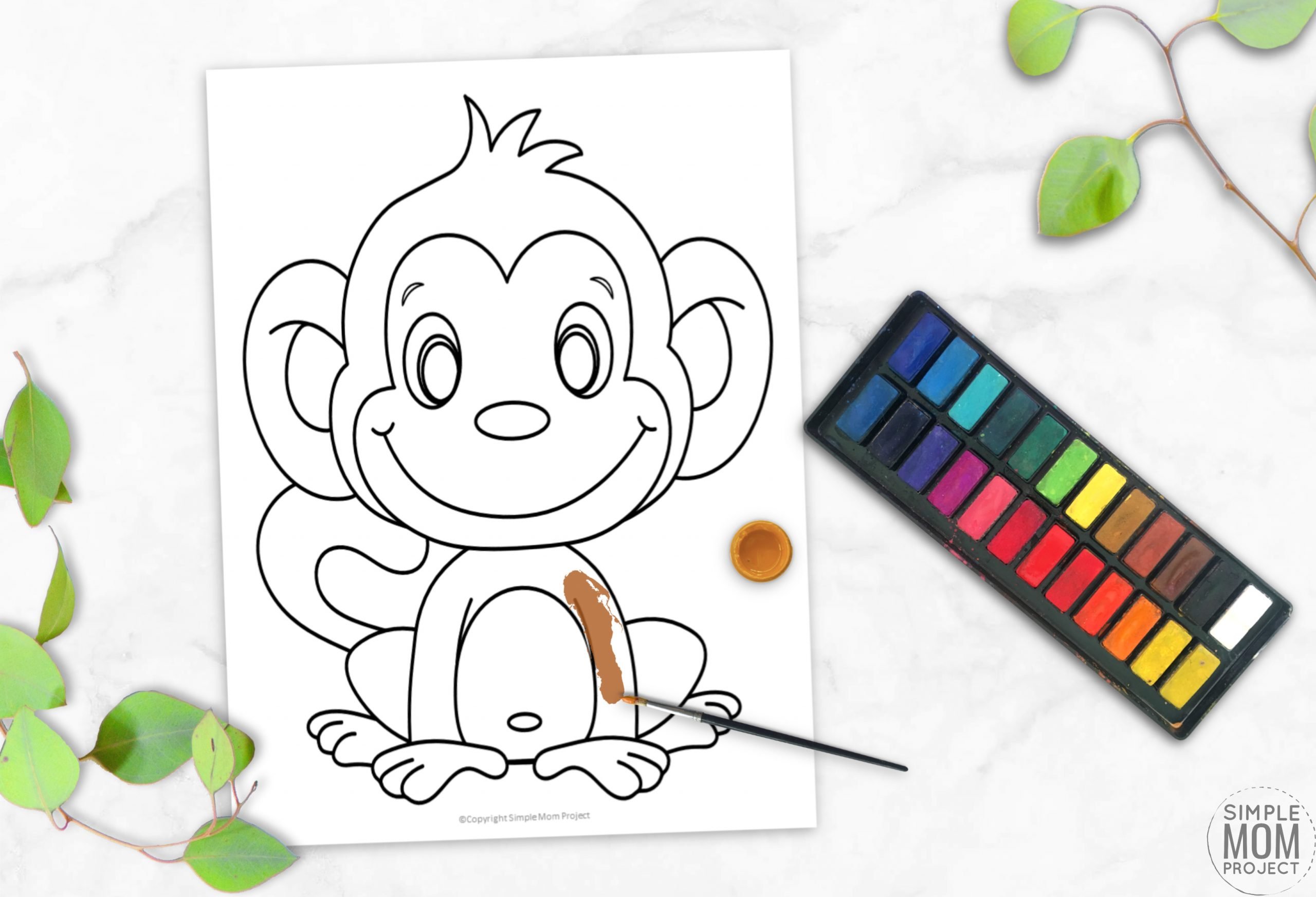 Download Cute Baby Monkey Coloring Page For Kids Simple Mom Project