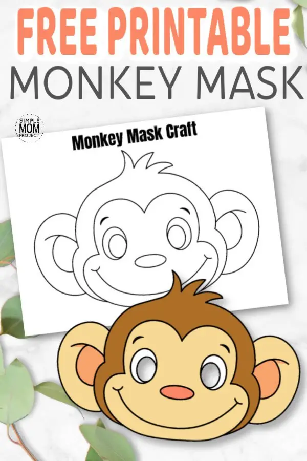 No need for paper plates. Just click and print these cute baby monkey mask templates! There's two versions. One in full color and a monkey mask coloring page. These free printable monkey masks are perfect for jungle playtime with your preschool, kindergarten or elementary age kids! #MonkeyMask #MonkeyMaskTemplate #MonkeyMaskColoring #SimpleMomProject
