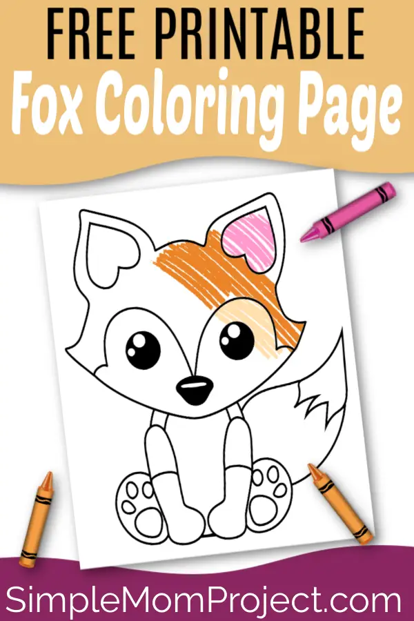 For kids and adults, this free printable fox color page is easy and fun! Use him as an outline fox template to go along with a woodland theme garland or use the fox design to start a personal coloring book! #FoxCrafts #FoxTemplate #FoxColoring #FoxColoringSheet
