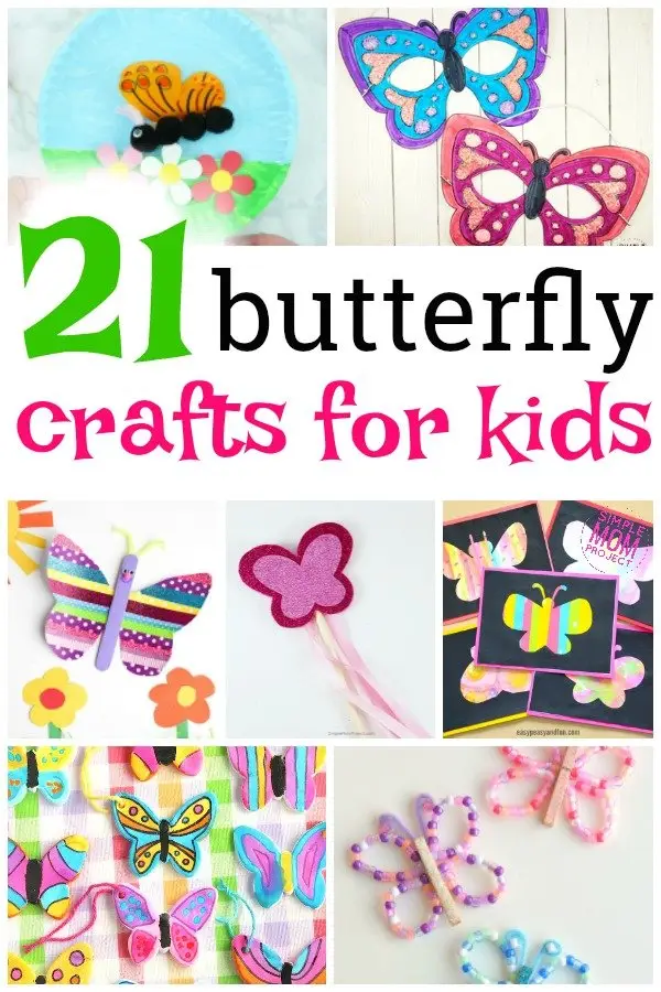 These easy butterfly crafts are perfect for kids of all ages including preschoolers and toddlers. Use these as a fun way to teach the cycle of a butterfly or just a fun art project to do this spring. #butterflycrafts #springcrafts #summercrafts #simplemomproject