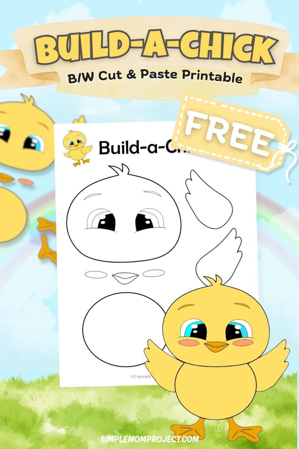 baby chick template printable for preschool and kindergarten craft