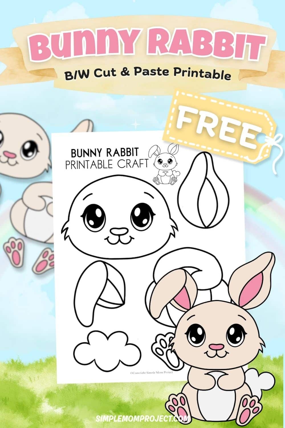 bunny template printable for preschool and kindergarten craft
