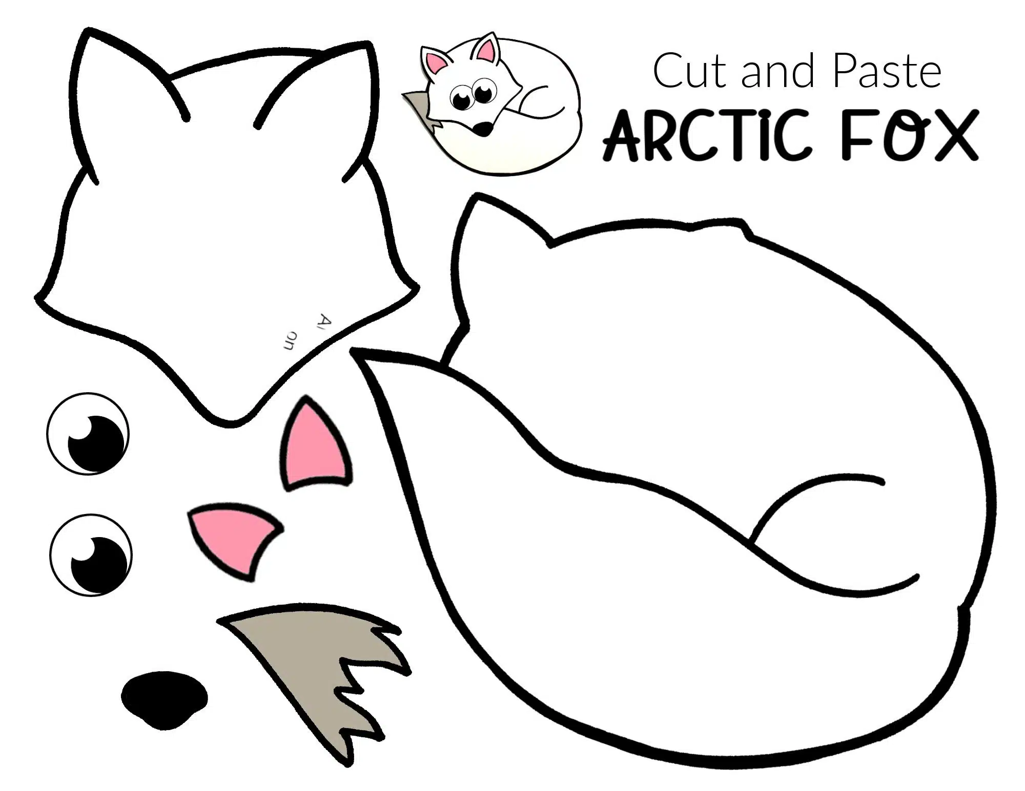 Easy Cut And Paste Arctic Fox Craft For Kids Simple Mom Project