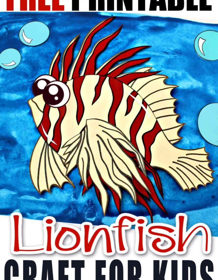 Fish crafts are always perfect for the summer! But what about a lion fish craft? How cool!? Use the free printable lion fish template to make this easy, paper ocean animal friend! He is perfect for kids of all ages including preschoolers and toddlers. #lionfish #lionfishcraft #fishcrafs #oceananimal #oceananimalcrafts