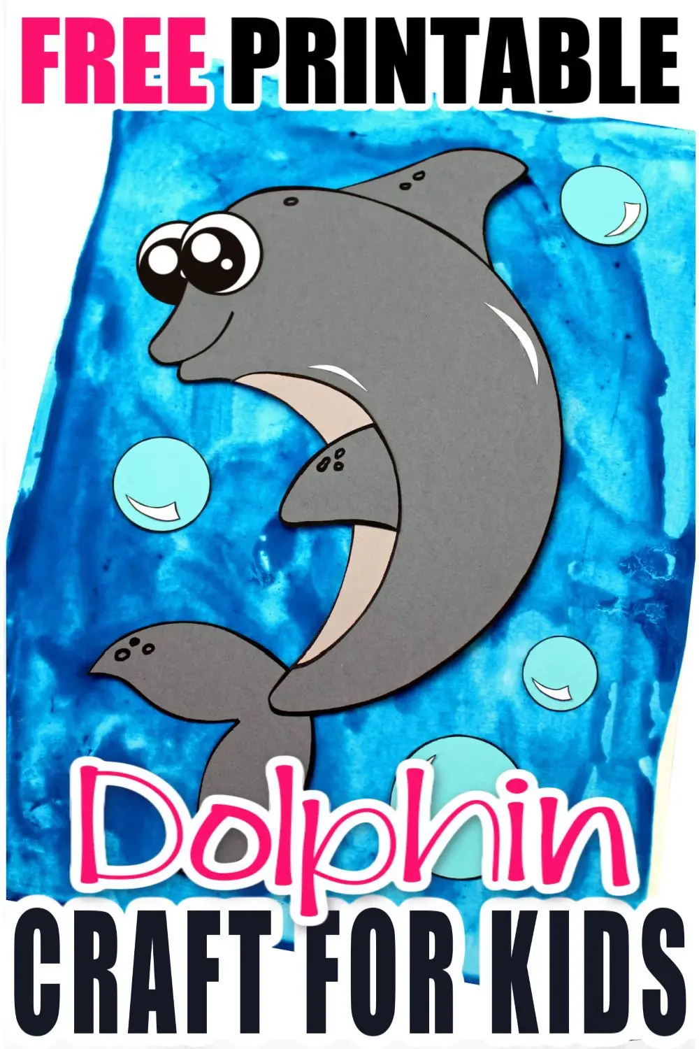 Looking for your next ocean theme project? Use our free printable dolphin template to make this adorable dolphin craft! Click and find the easy tutorial to make this fun ocean art project. Perfect for kids of all ages; including preschoolers and toddlers. #DolphinCrafts #OceanAnimals #OceanAnimalCrafts #SimpleMomProject