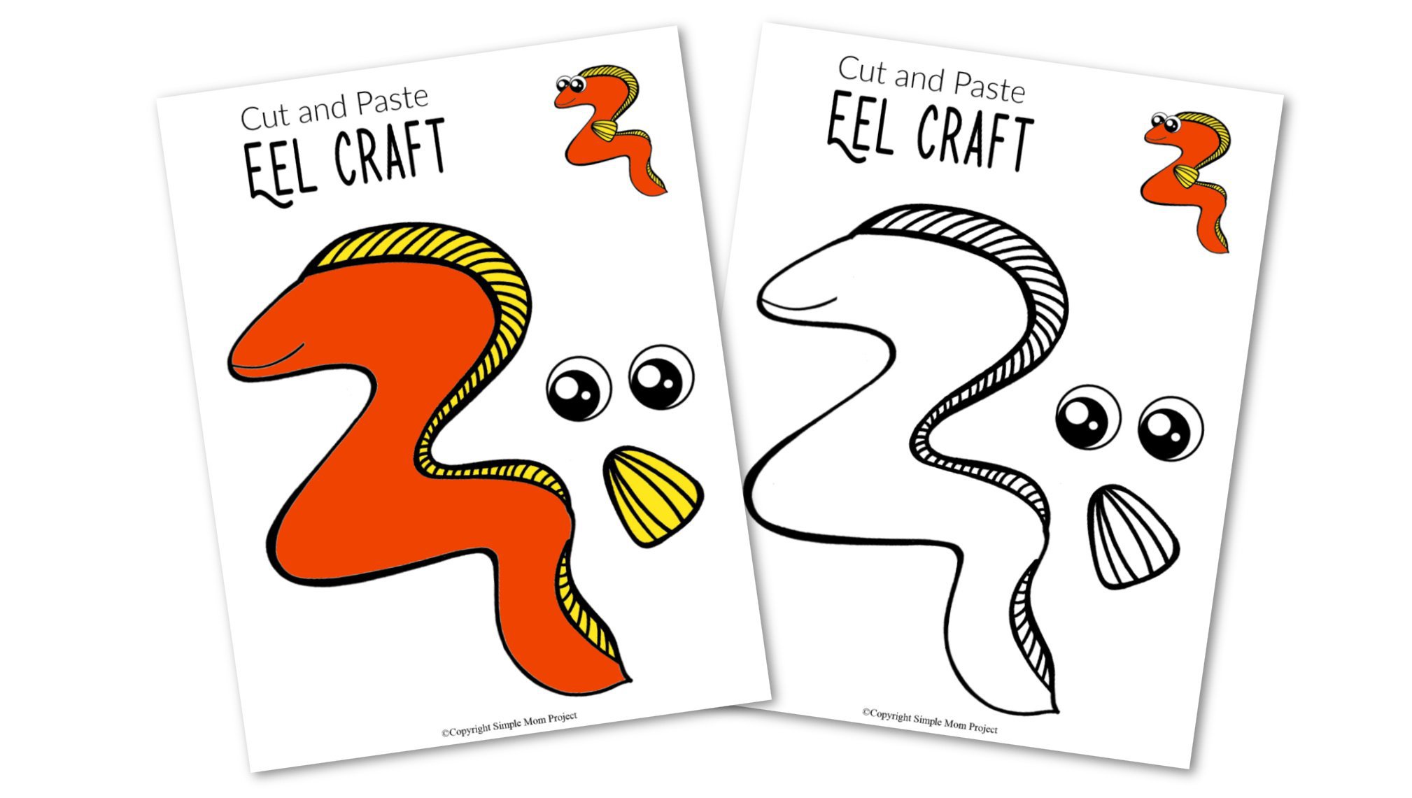 Free Printable Ocean Animal Eel Crafts for kids of all ages, including preschoolers and toddlers 5