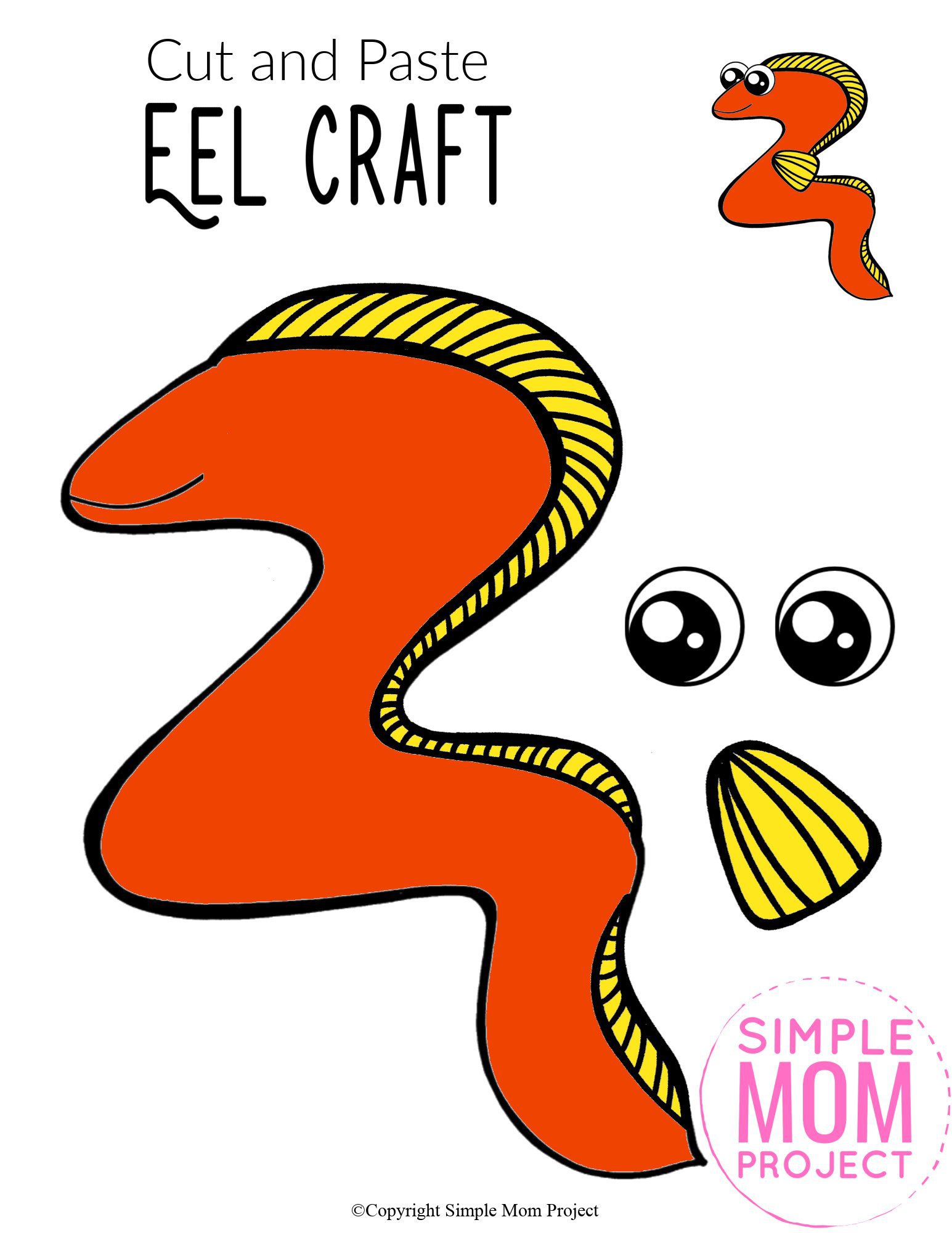 Free Printable Ocean Animal Eel Crafts for kids of all ages, including preschoolers and toddlers 5