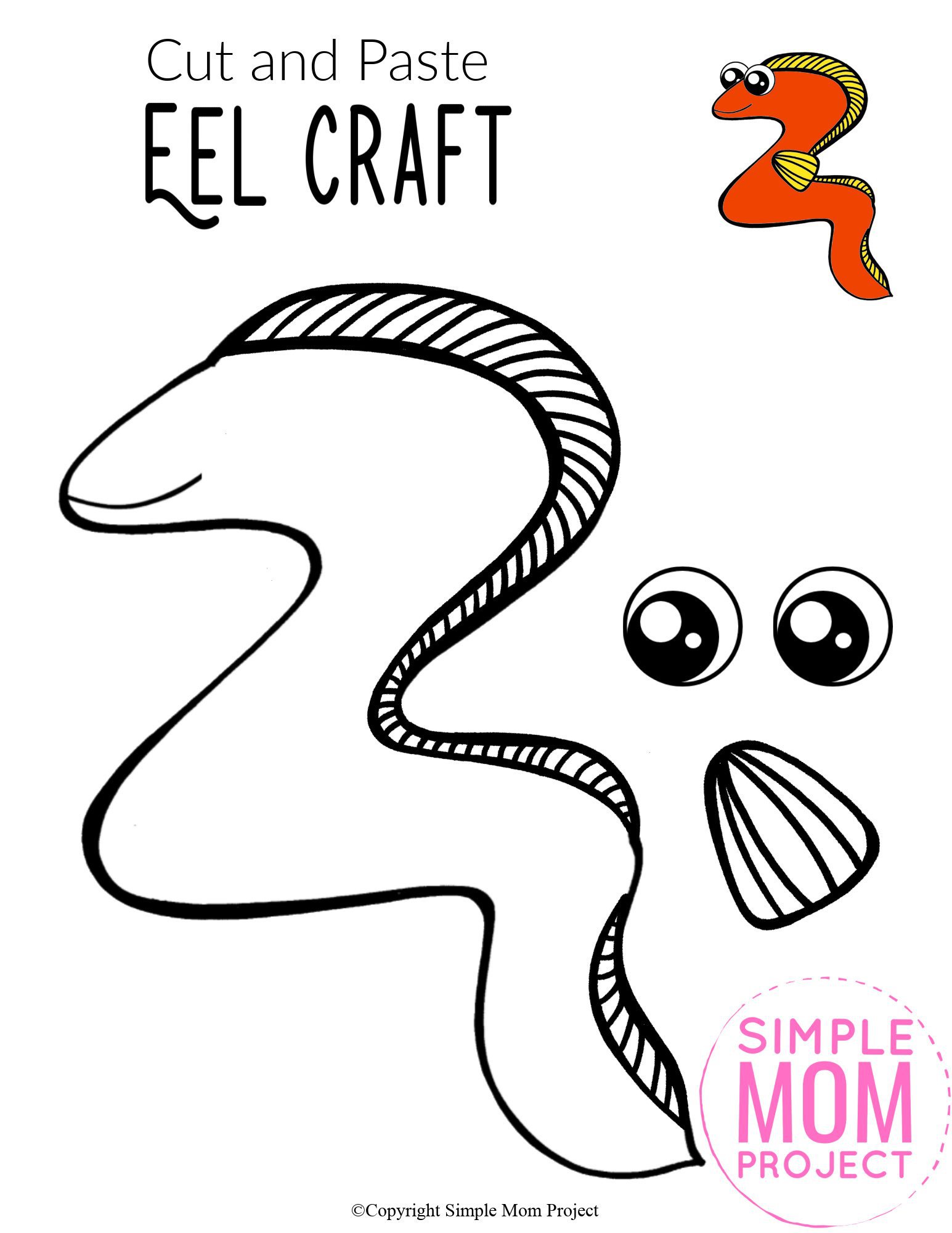 Free Printable Ocean Animal Eel Crafts for kids of all ages, including preschoolers and toddlers 5