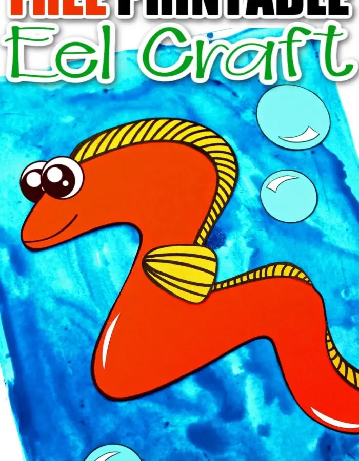 Looking for your next ocean theme project? Use our free printable eel template to make this adorable eel craft! Click and find the easy tutorial to make this fun ocean art project. Perfect for kids of all ages including preschoolers and toddlers. #EelCrafts #OceanAnimalCrafts #OceanCrafts