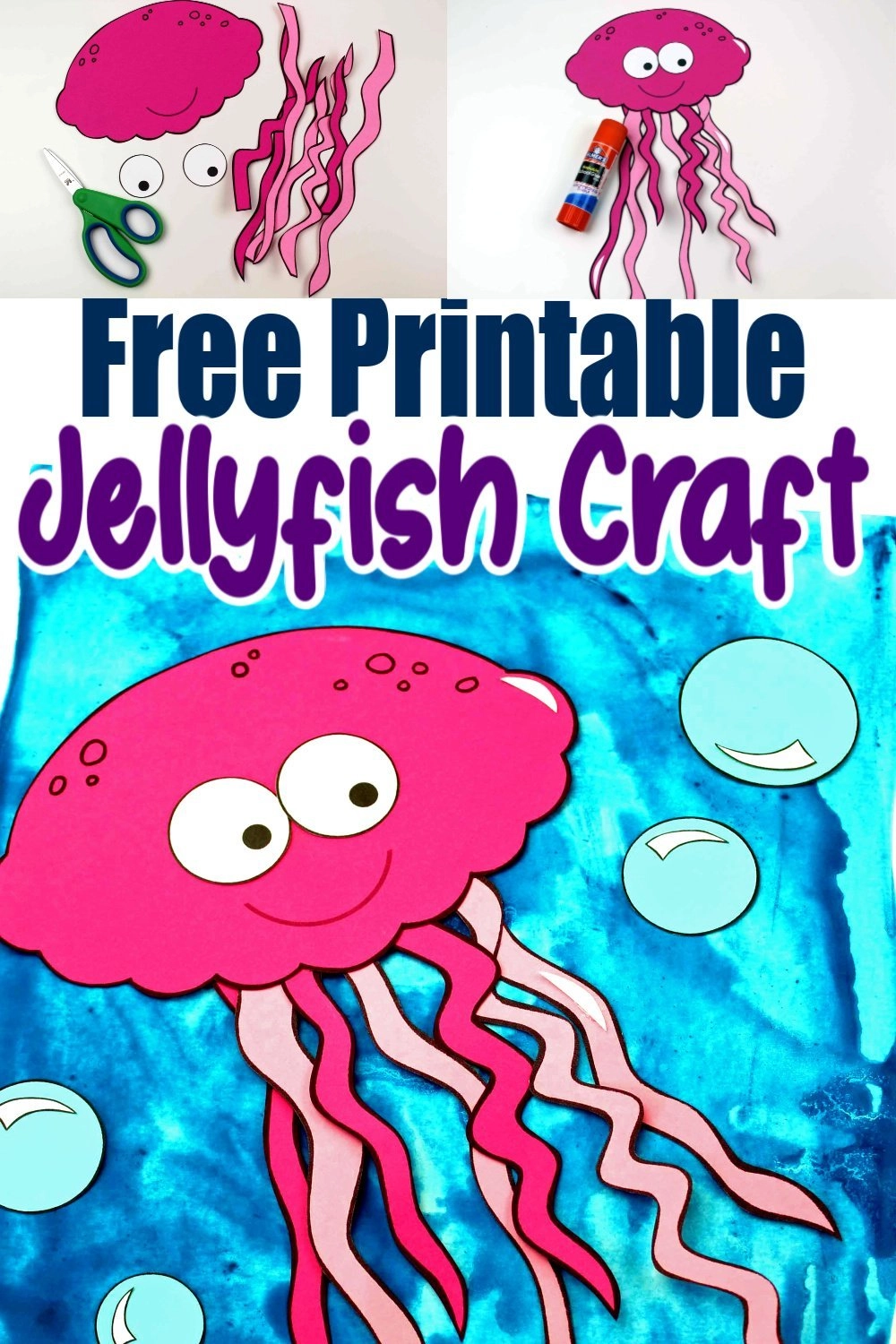 Free Printable Ocean Animal Jellyfish Crafts for kids of all ages, including preschoolers and toddlers