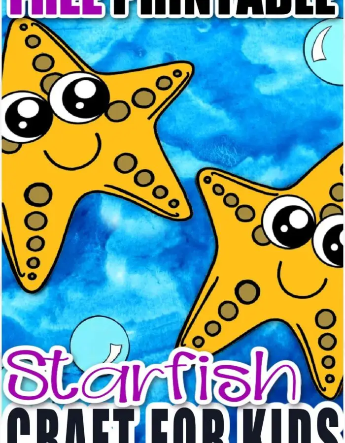 Dive under the sea to find your next sea creature ocean craft! This adorable starfish is so easy to make! Simply print the star fish template and get your arts and crafts on! He is perfect for kids of all ages, especially preschoolers and toddlers! #starfish #starfishcrafts #oceananimals #oceananimalcrafts