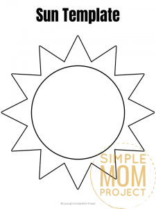 Free Printable Sun Template for coloring pages, pumpkin carving summer traceable activity
