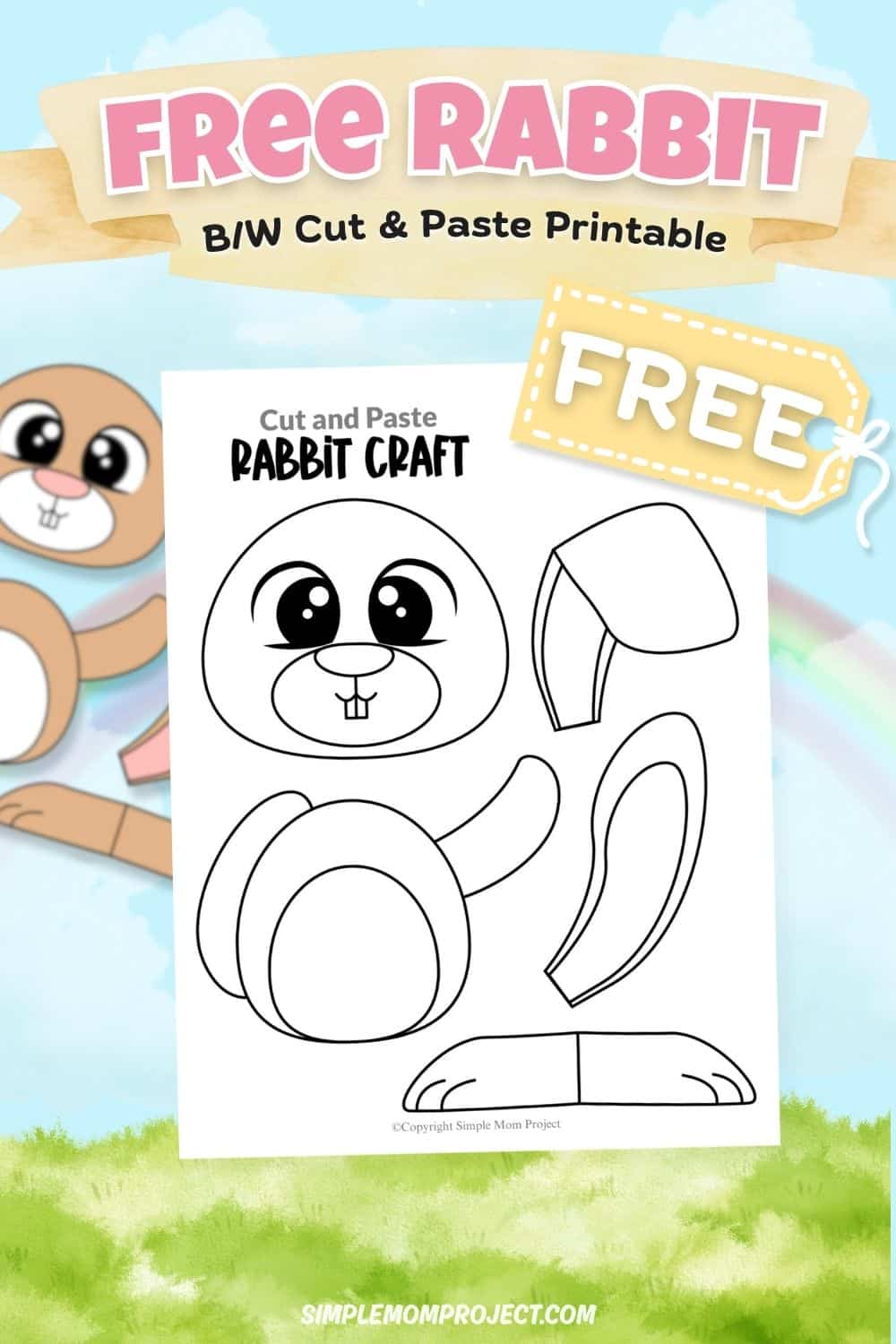 bunny template printable for preschool and kindergarten craft