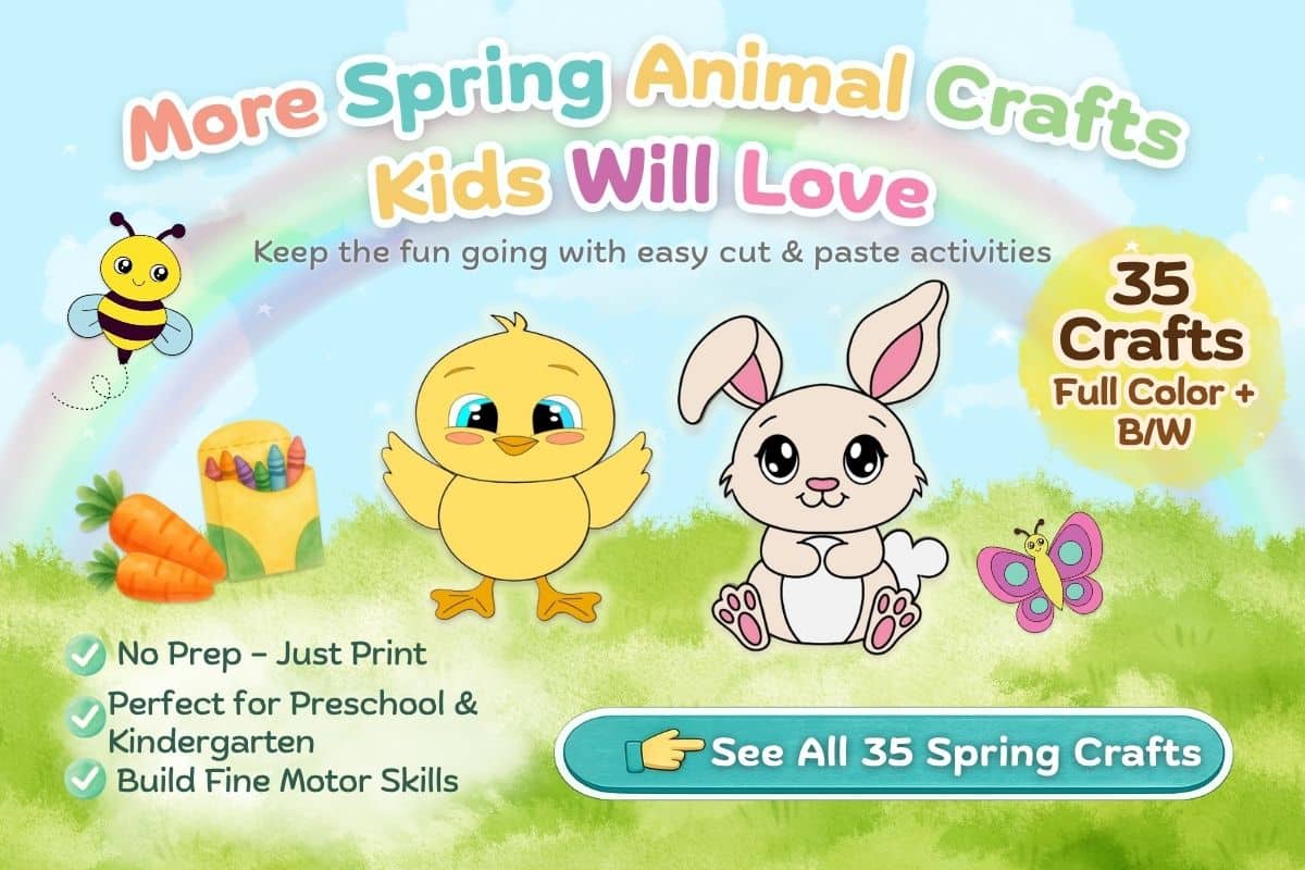 spring animal cut and paste template fun easy printable craft for kids of all ages low prep free”
