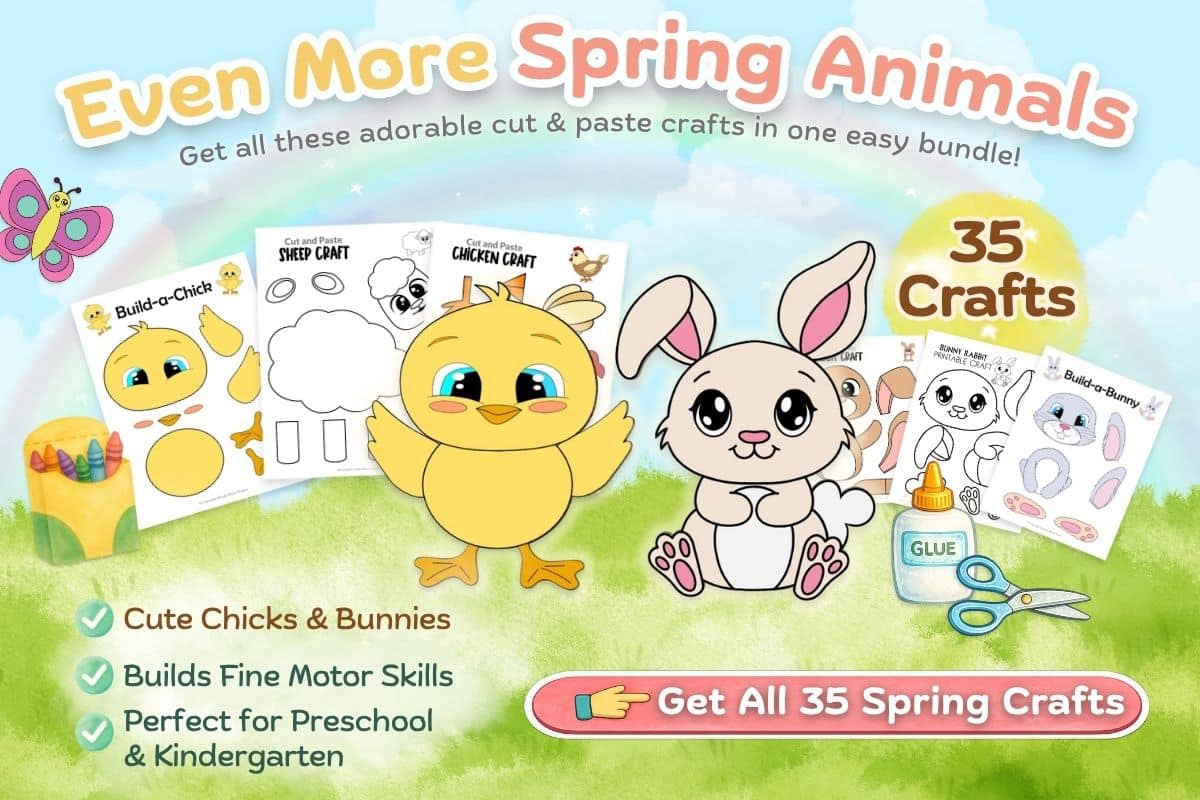 spring animal cut and paste template fun easy printable craft for kids of all ages low prep free”