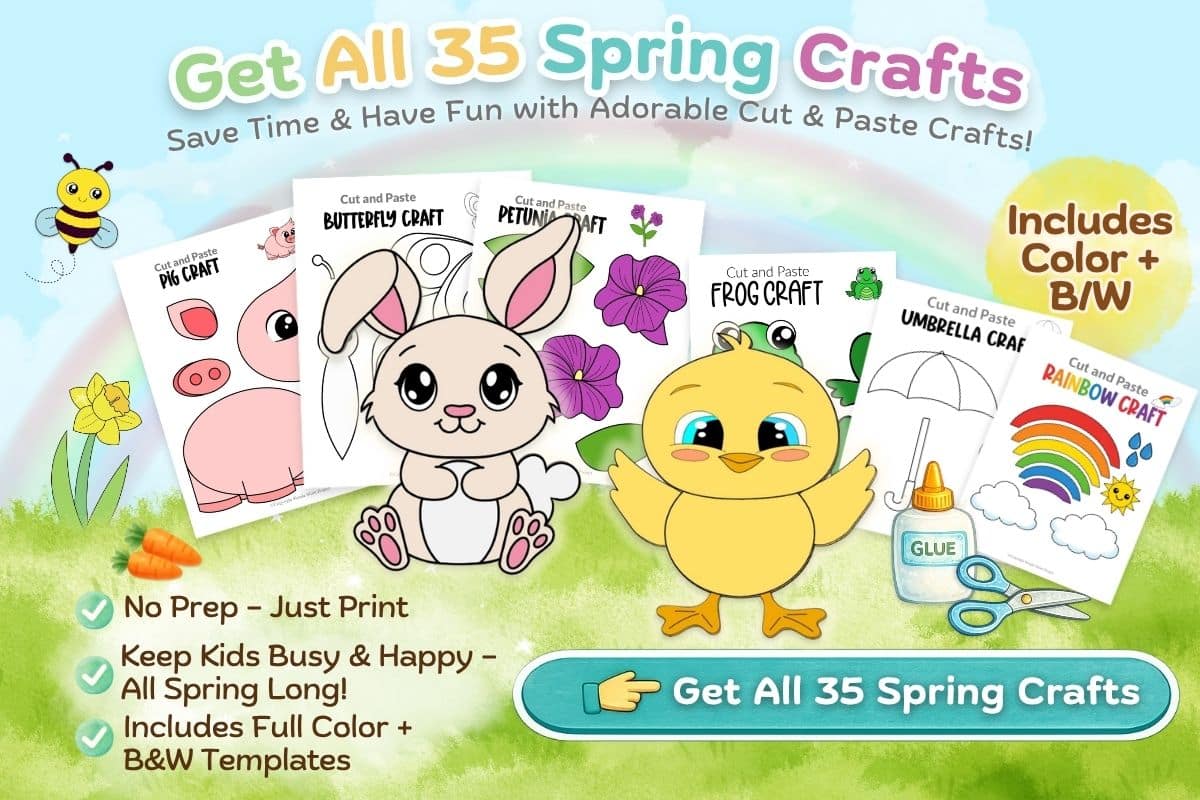 spring animal cut and paste template fun easy printable craft for kids of all ages low prep free”