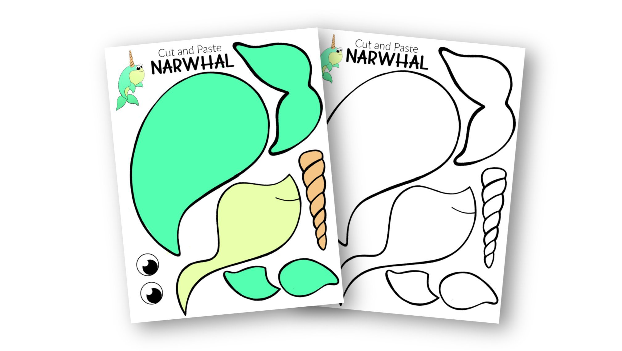 Free Printable Baby Narwhal Craft for Kids Simple Mom Project