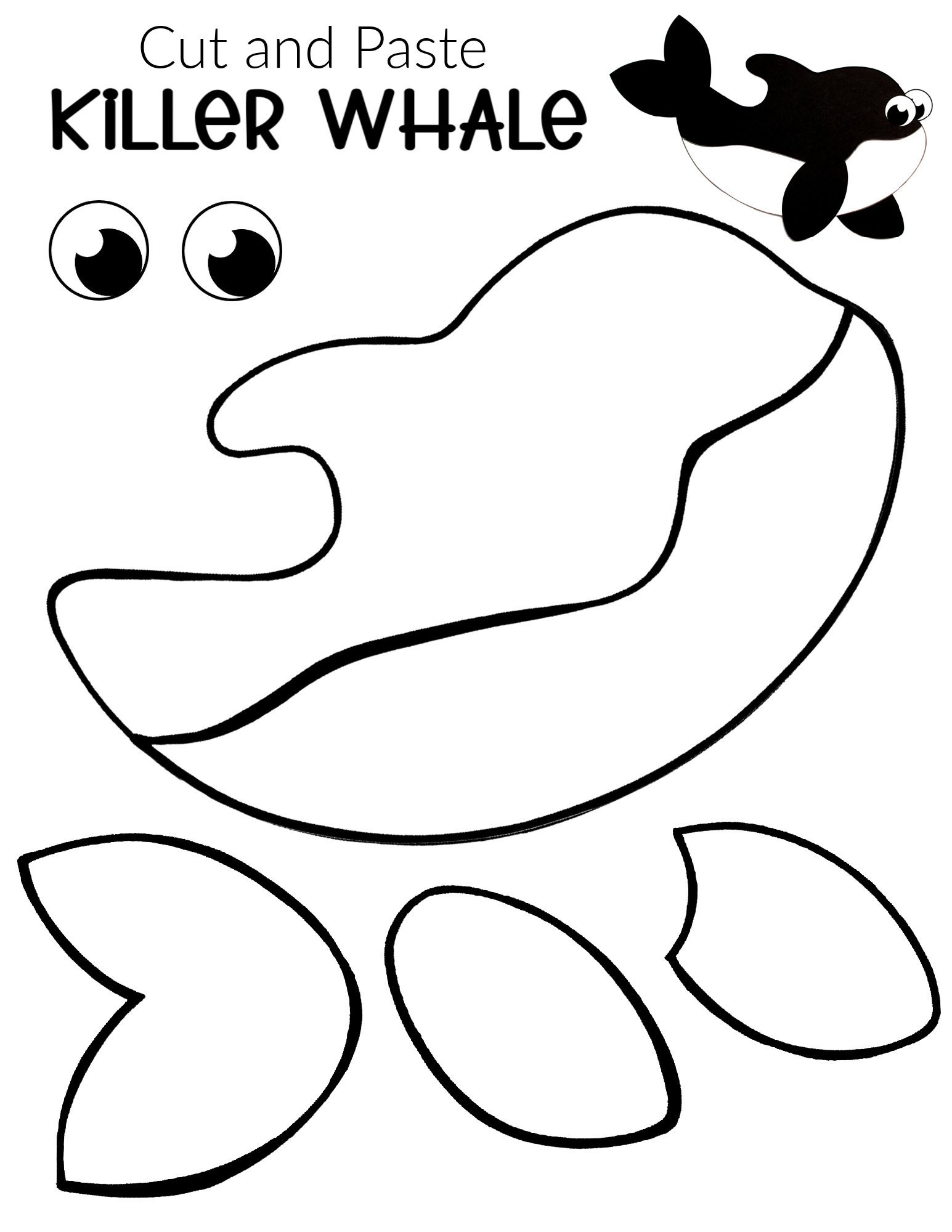 Free Printable Arctic Animal Orca Craft for Kids Preschoolers and Toddlers