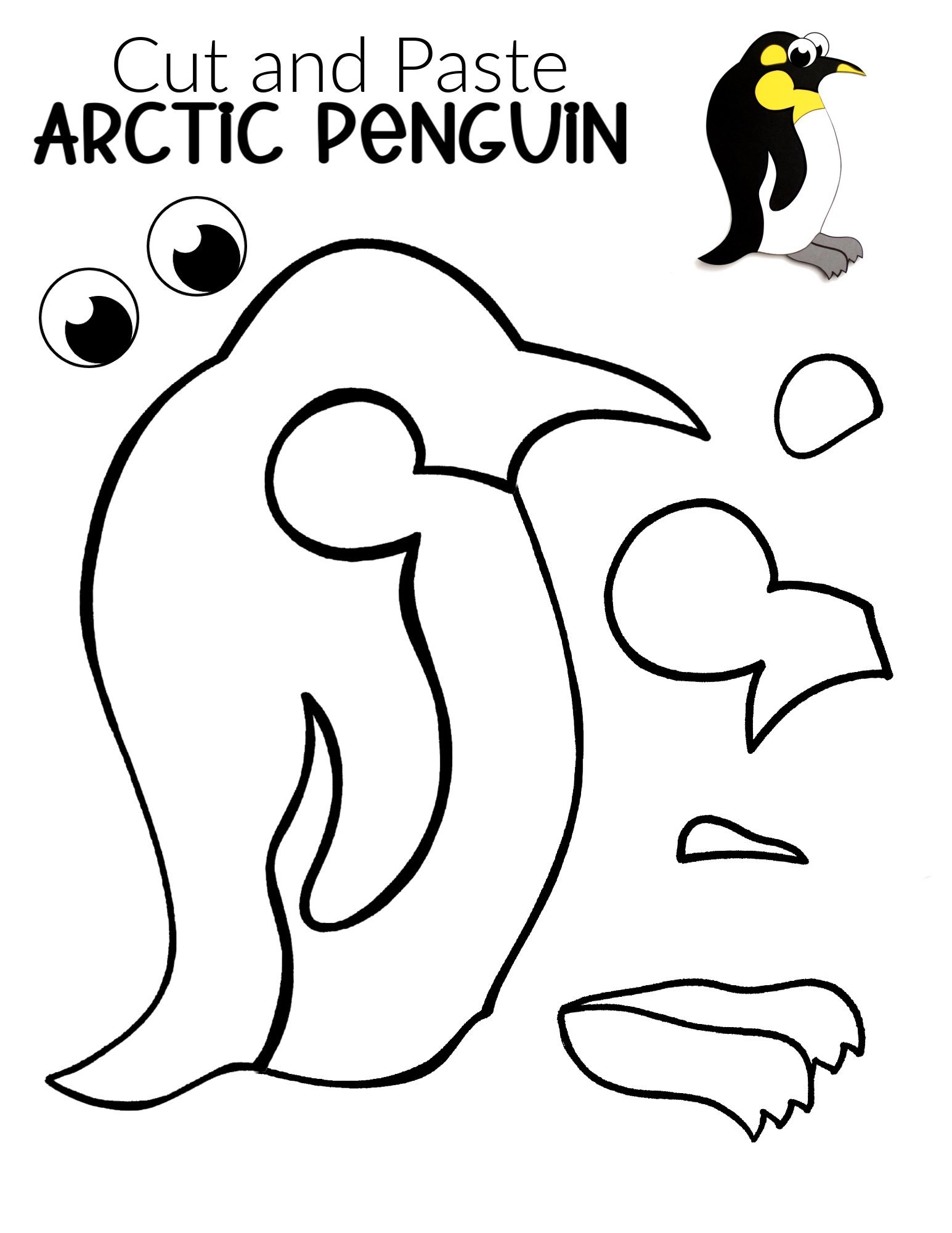 Free Printable Arctic Animal Penguin Craft for Kids Preschoolers and Toddlers 