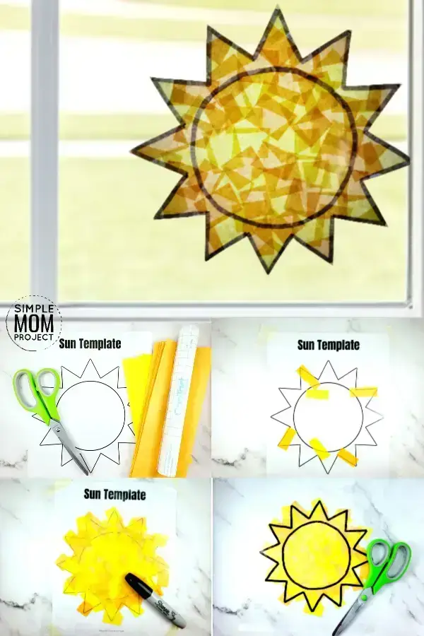 Easy Diy Suncatcher Sun craft for Kids, preschoolers, toddlers and adults