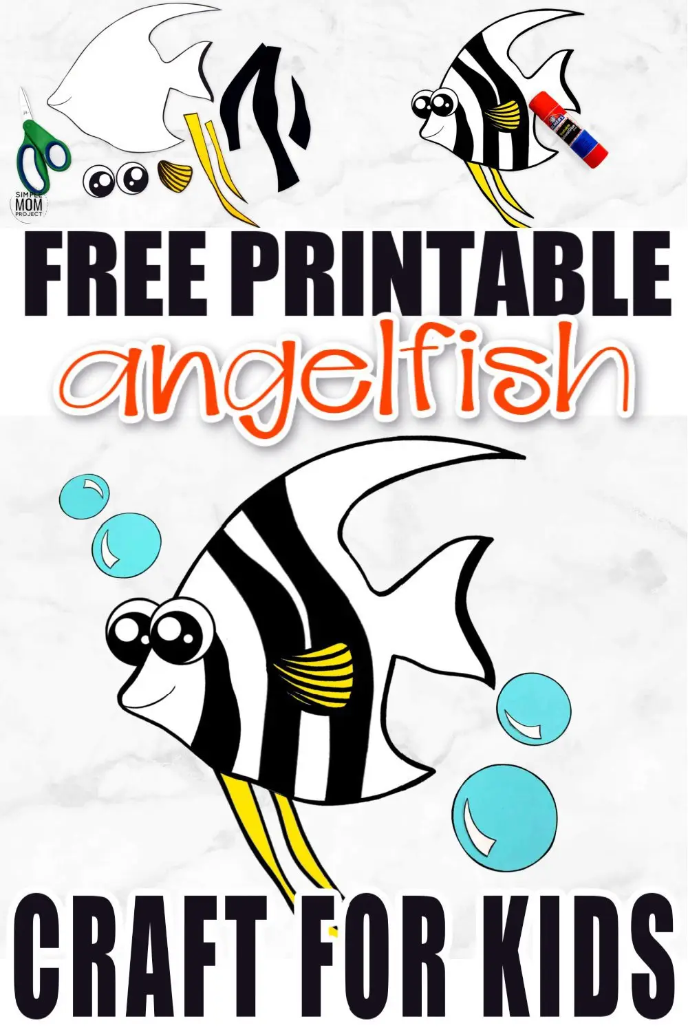 Planning an ocean theme lesson plan? What about a trip to the aquarium? You'll want to snag up this free printable angelfish craft! He is especially a favorite of the preschooler and kindergarten classes although all kids will love making their own angelfish while they work within their ocean theme! #angelfish #angelfishcraft #oceananimals #oceananimalcrafts #SimpleMomProject