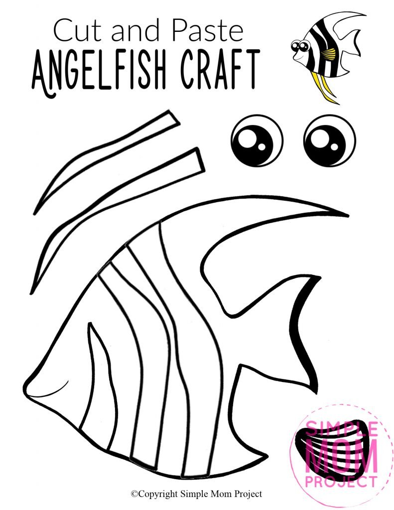 Simple Angelfish Shape Easy DiY Angelfish Craft Printable with Free Template