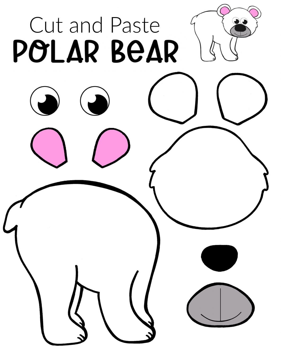 Printable Cut and Paste Arctic Animal Craft Bundle