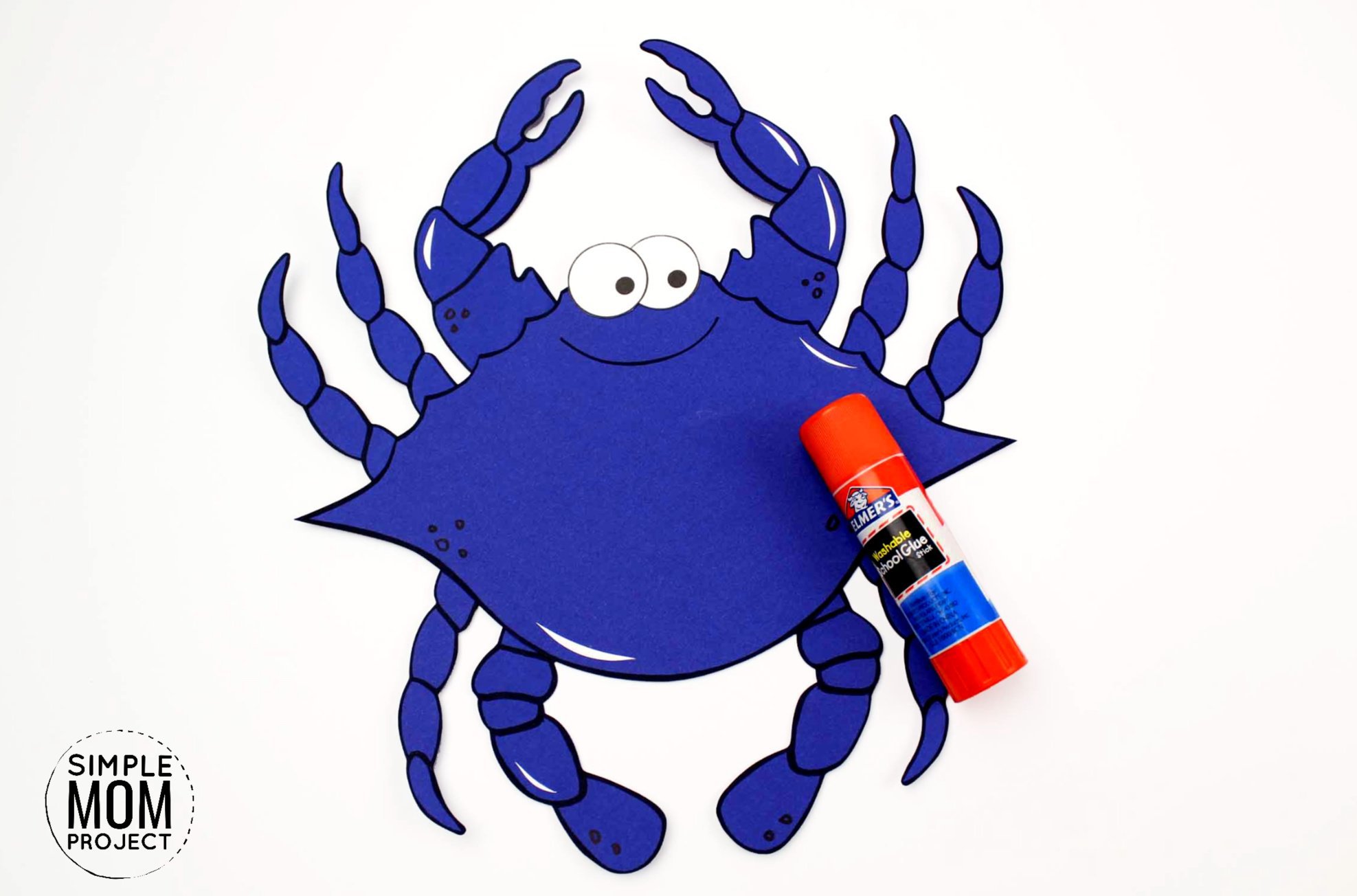 Fun Cut and Paste Blue Crab Craft for Kids - Simple Mom Project