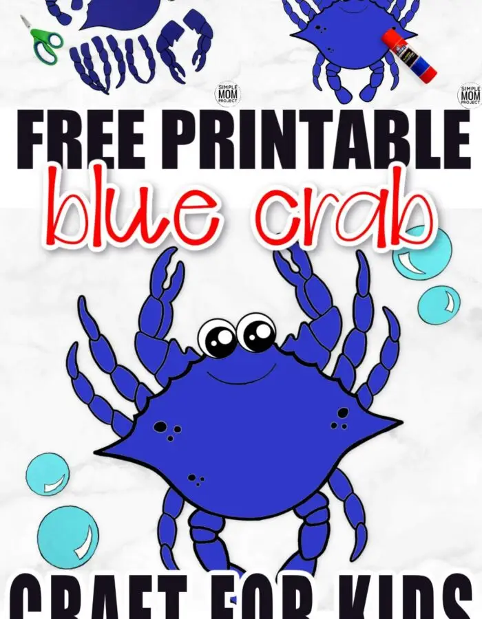 Is your preschooler, toddler, or even kindergartner trying to learn the letter C? Use our free printable crab template to make this easy beach theme friend! This crab craft is so much fun to make and you don't even need a paper plate to make this crab craft! #crab #crabcraft #bluecrabcraft #oceananimal #oceananimalcraft #SimpleMomProject