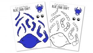 Free Printable Blue Crab Ocean Animal Craft for Kids, preschoolers and toddlers